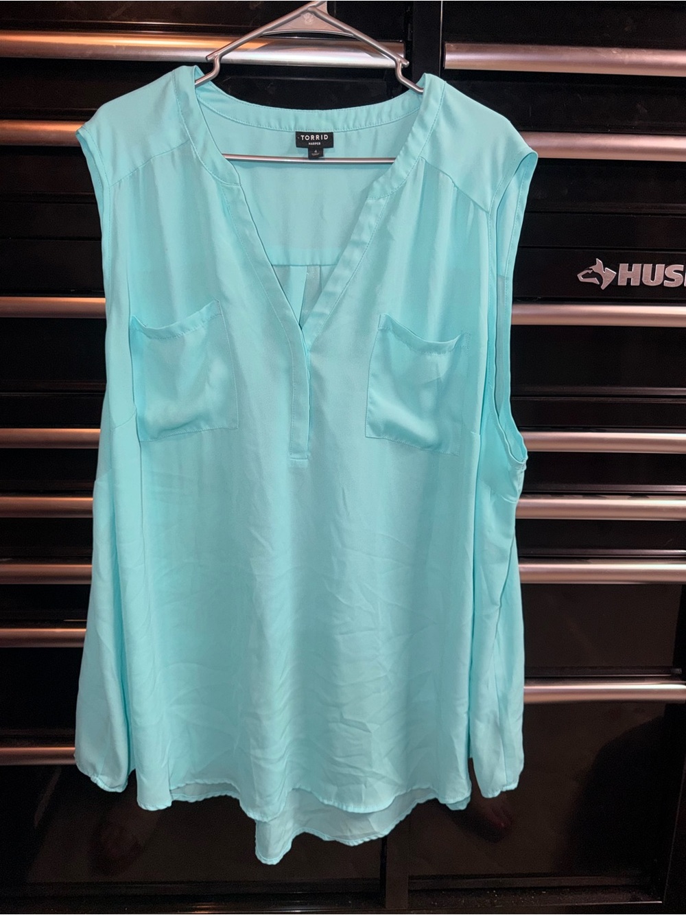 torrid Sleeveless V-Neck blouse in Aqua Blue